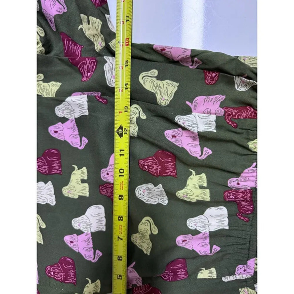 NWT Compania Fantastica Sheep Dog Print Green Smock Dress Size Small - Picture 7 of 11